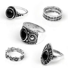 5 PCS Vintage Women's Boho Crystal Flower Knuckle Ring Tibetan Turkish Gold Silver - 4D's T&D Inc