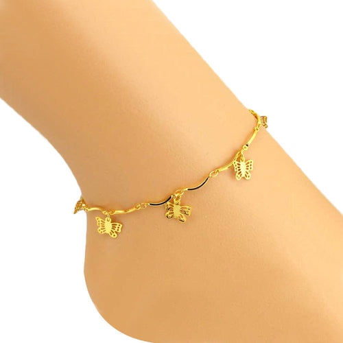 Butterfly Women Ankle Bracelet Barefoot Beach Sandal Foot Jewelry - 4DS-156WAB - 4D's T&D Inc