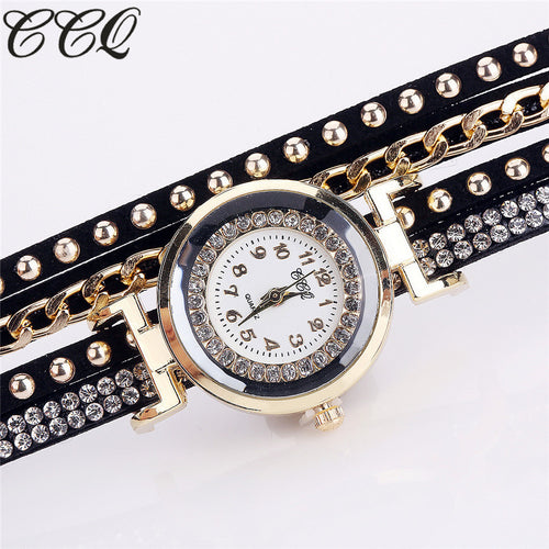 Rhinestone Bracelet Watch CCQ Women Fashion Casual Analog Quartz Women - 4D's T&D Inc
