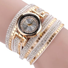 Chic Leather Blocks Decorated Diamond Bracelet Ladies Fashion Watches - 4D's T&D Inc