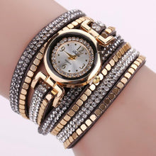 Chic Leather Blocks Decorated Diamond Bracelet Ladies Fashion Watches - 4D's T&D Inc