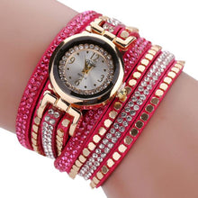 Chic Leather Blocks Decorated Diamond Bracelet Ladies Fashion Watches - 4D's T&D Inc