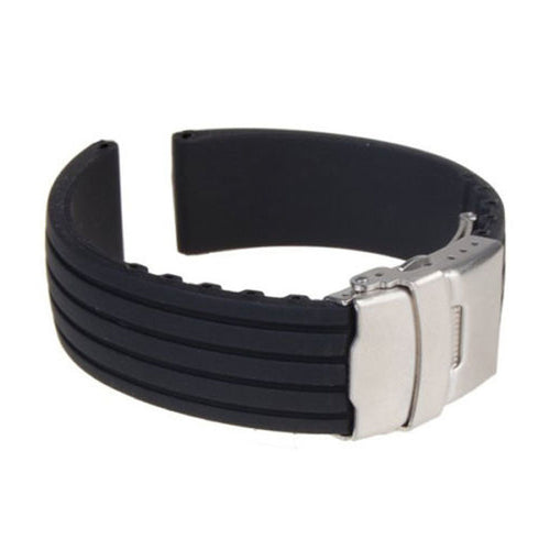 Black Silicone Rubber Watch Strap Band Deploymentckle Waterproof - 4D's T&D Inc