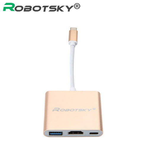 2017 New Type C USB 3.1 To 4k 1080P HDMI USB 3.0 Type-C Adapter 3 in 1 Male To Female HUB Converter For Apple Macbook Connector - 4D's T&D Inc