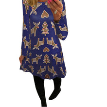 Xmas Print Swing Dress Ladies Christmas Long Sleeve Flared Party Dresses - 4D's T&D Inc
