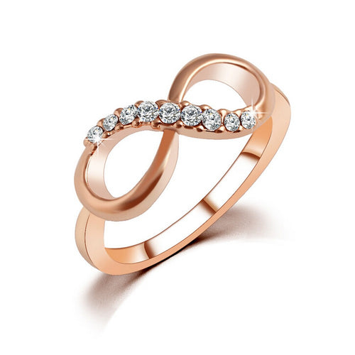 Gold Finger Ring - Luxury Metal Zircon Simple 8 Word Accessories # 6 Ring Gold 4DS-123ZSR - 4D's T&D Inc