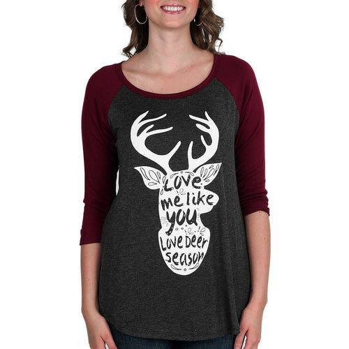 Women's Ladies Elk Printing Round Neck Pullover Blouse Tops Shirts - 4D's T&D Inc