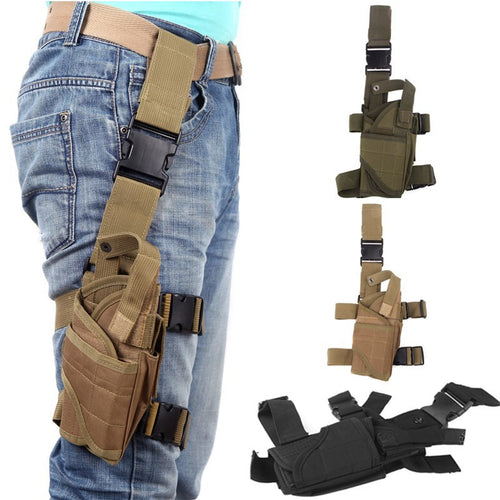 Airsoft Military Tactical Left Hand Drop Pouch Tactical  600D Black Universal Pistol Drop Leg Left Hand Holster - 4D's T&D Inc