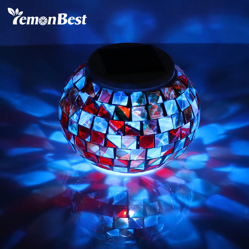 Waterproof IP65 LED Solar Light Mosaic Glass Ball Light Solar Power Outdoor Garden Light Pathway Wall Lamp Christmas Party Decor - 4D's T&D Inc