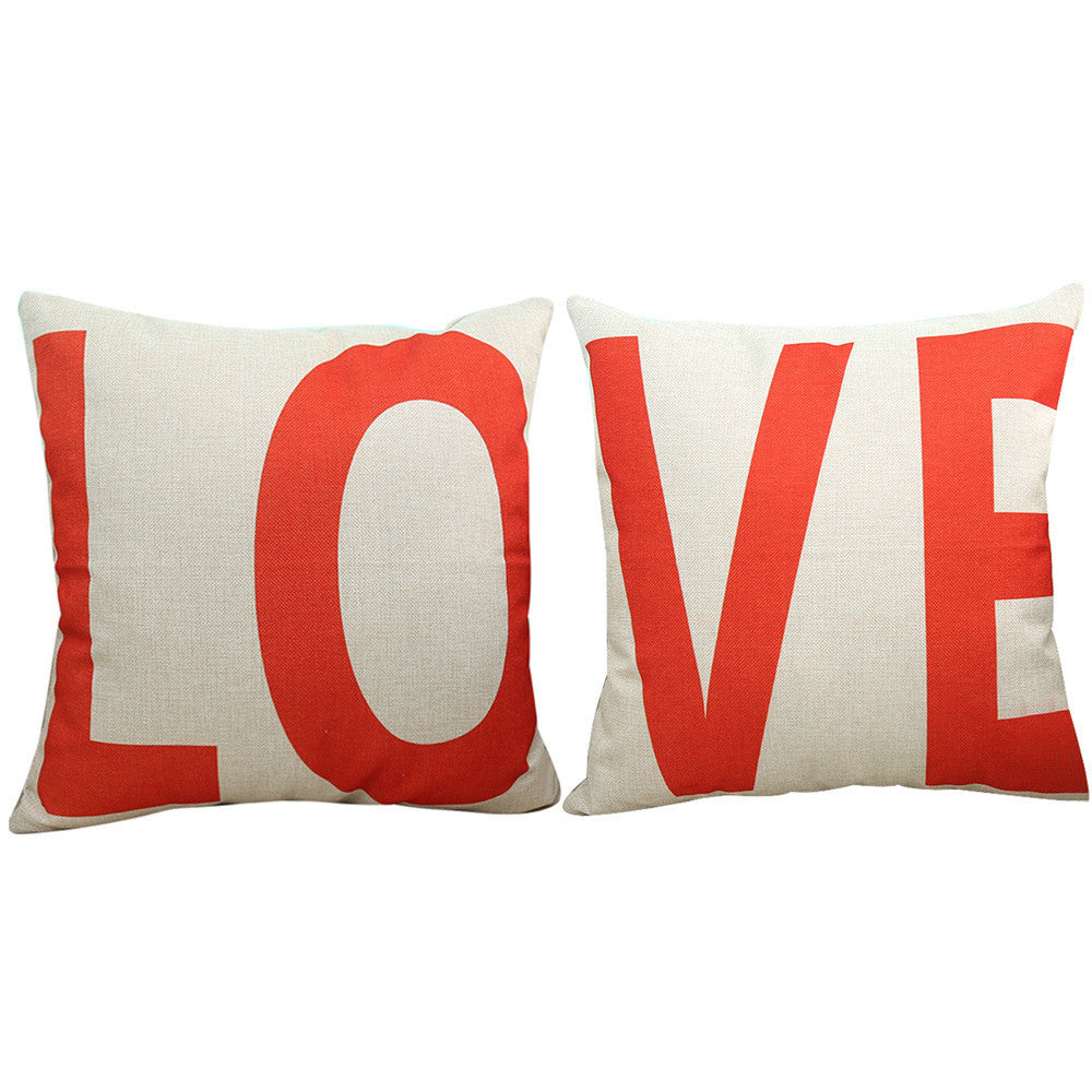 45*45CM LOVE Fashion Cotton Linter Sofa Seat Pillow Cases Cushion Covers - 4D's T&D Inc