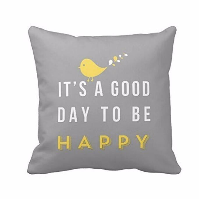 Yellow Bird Letter Square Throw Pillow Case Cushion Cover Home Decor.  Item # 4DS-113PCC - 4D's T&D Inc