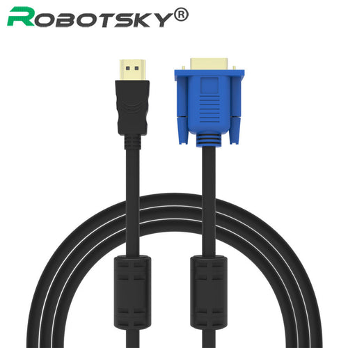 High Quality 1.8m 6ft HDMI To VGA Cable Gold-plated Male To Male Converter Cabo With Magnet Ring For HD Player To Projector PC - 4D's T&D Inc
