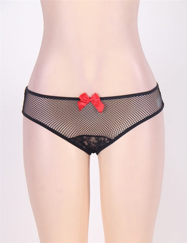 2016 New Sexy Black Fishnet With Lace Crotch Secret Brief Underwear P5071 Panties For Women One Size Plus Size XL 2XL 3XL - 4D's T&D Inc