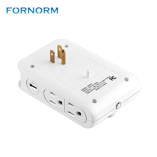 Power Outlet With Dual USB Charging Ports Travel Adopter - US Plug-in Type - 4DS-132FPA - 4D's T&D Inc
