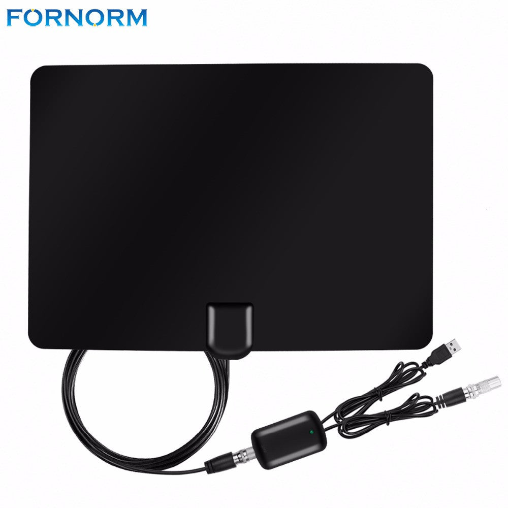 Fornorm Flat HD TV Amplified Indoor EU IEC 50 Miles Range TV Antenna Digital High Gain HDTV  Detachable Signal Amplifier - 4D's T&D Inc