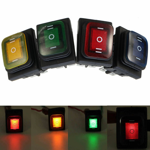 1 Pcs 6 Pins Black Car Boat Waterproof Rocker Switch With Light DPST On Off On Lamp - 4D's T&D Inc