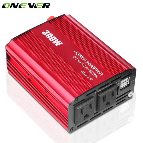 Onever 2017 New  Car Inverter Converter 300W DC to AC 2 USB Dual AC Interface Car Inverter Adapter Modified Sine Wave US Plug - 4D's T&D Inc