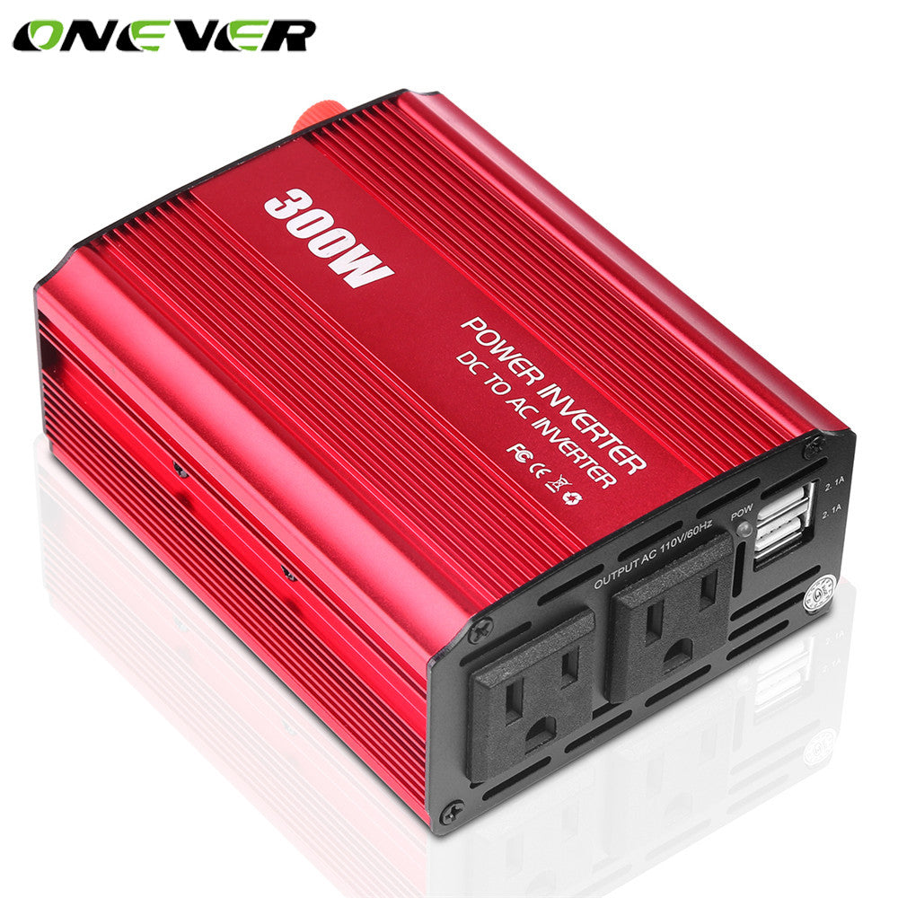 Onever 2017 New  Car Inverter Converter 300W DC to AC 2 USB Dual AC Interface Car Inverter Adapter Modified Sine Wave US Plug - 4D's T&D Inc