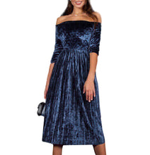 Womens Off Shoulder Velvet  Dress Ladies Evening Party  Loose Dress - 4D's T&D Inc