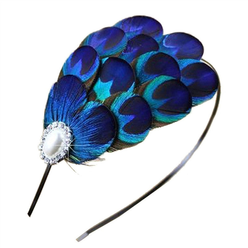 Women's Vintage Style Elegant Little Cute Peacock Feather Hair Clasp Wedding Bridal Hair Clasp - 4D's T&D Inc