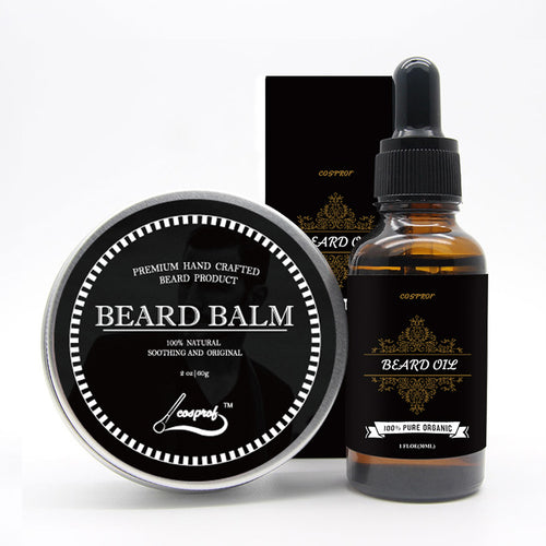 Cospof Beard Balm Moustache Cream Beard Oil Set Conditioner Beard Balm Healthy Moisturizing Moustache Wax - 4D's T&D Inc