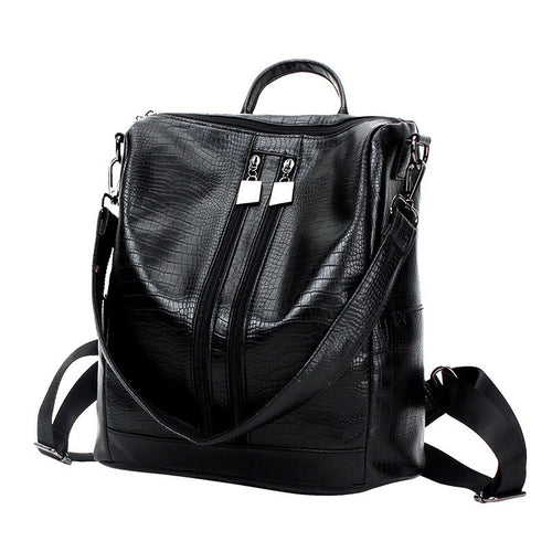 Ladies Shoulder Bag Crocodile Zip Shoulder Bag - 4D's T&D Inc