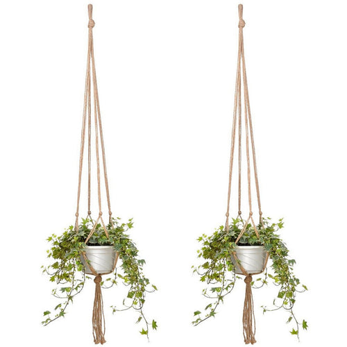 2PCS 47 Inches Plant Flower Hanger Macrame Jute for Indoor Outdoor Ceiling Deck Balcony Round and Square Pots - 4D's T&D Inc