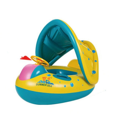 Inflatable Toddler Baby Swim Ring Float Raft Kid Swimming Pool Water Seat with Sunshade Canopy - 4D's T&D Inc