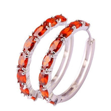 Women Oval Cut Amethyst  Gemstone Ear Clip Hoop Silver Earrings - 4D's T&D Inc