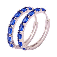 Women Oval Cut Amethyst  Gemstone Ear Clip Hoop Silver Earrings - 4D's T&D Inc