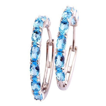 Women Oval Cut Amethyst  Gemstone Ear Clip Hoop Silver Earrings - 4D's T&D Inc