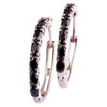 Women Oval Cut Amethyst  Gemstone Ear Clip Hoop Silver Earrings - 4D's T&D Inc