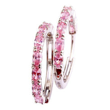 Women Oval Cut Amethyst  Gemstone Ear Clip Hoop Silver Earrings - 4D's T&D Inc