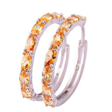 Women Oval Cut Amethyst  Gemstone Ear Clip Hoop Silver Earrings - 4D's T&D Inc