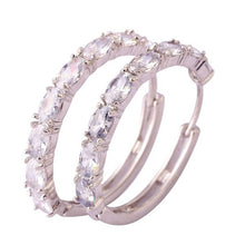 Women Oval Cut Amethyst  Gemstone Ear Clip Hoop Silver Earrings - 4D's T&D Inc