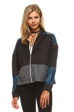 Women's Leather Patch Bomber Jacket - 4D's T&D Inc