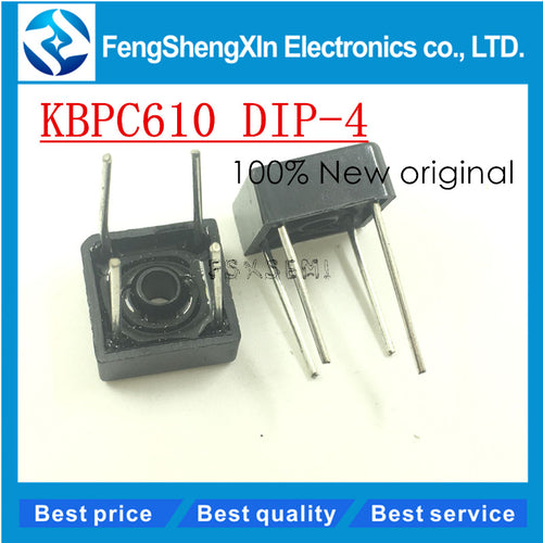 10 pcs/lot New KBPC610 bridge rectifiers 6A1000V DIP-4 SINGLE PHASE 6.0 AMPS. SILICON BRIDGE RECTIFIERS - 4D's T&D Inc