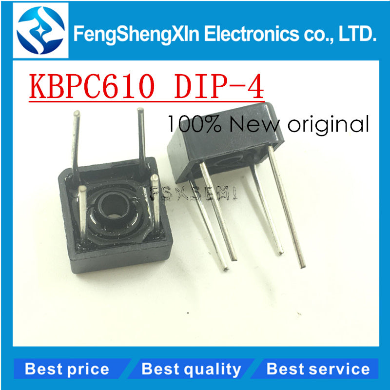 10 pcs/lot New KBPC610 bridge rectifiers 6A1000V DIP-4 SINGLE PHASE 6.0 AMPS. SILICON BRIDGE RECTIFIERS - 4D's T&D Inc