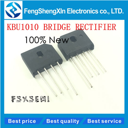 50 pcs/lot KBU1010 10A 1000V DIP-4 SINGLE PHASE 10 AMPS SILICON BRIDGE RECTIFIERS - 4D's T&D Inc